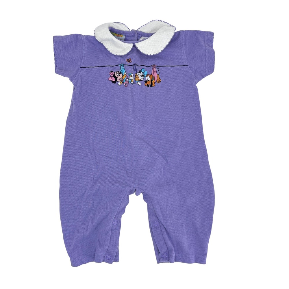 Vintage Disney Baby Girl Romper 12 months purple 90s Minnie Daisy Pluto
